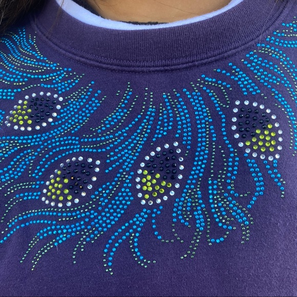 Trilllogy Women’s Embroidered Crewneck Sweatshirt Purple Pullover Sweater Size L - Picture 2 of 4